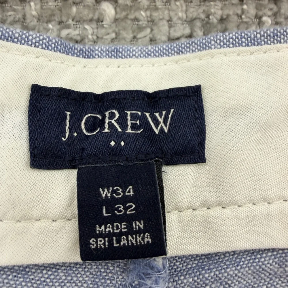 J.Crew Straight Fit Pant Linen Cotton Mens 34x32 Fits (36x32) Blue Lightweight